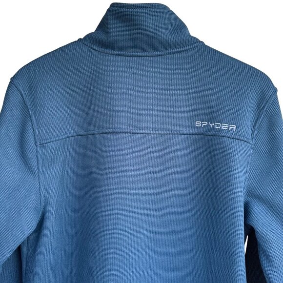 Spyder Mens Teal Blue Fleece Half-Zip Pullover Jacket M Warm Outerwear - Picture 9 of 14
